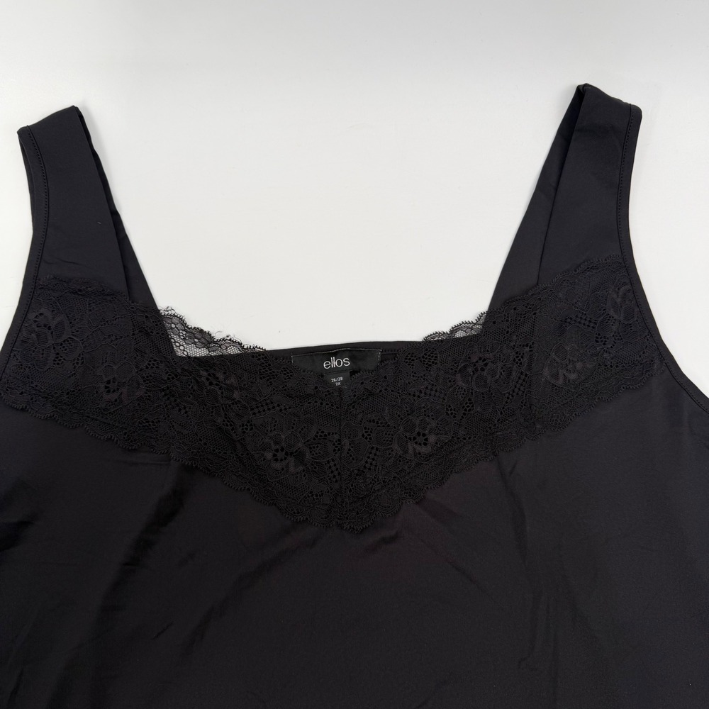 ellos Black Lace Trim Camisole‎ 2X 26/28 Stretch Romantic Tank Top - Picture 4 of 10
